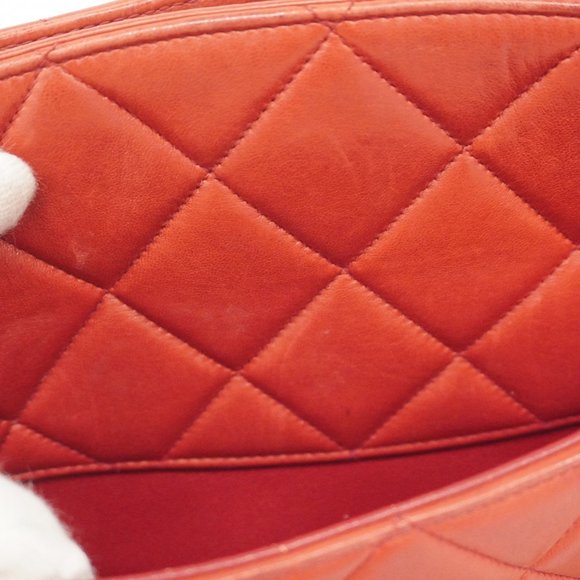 Chanel Matelasse Chain Shoulder Bag, Lambskin, Red, Women's - Picture 15 of 16